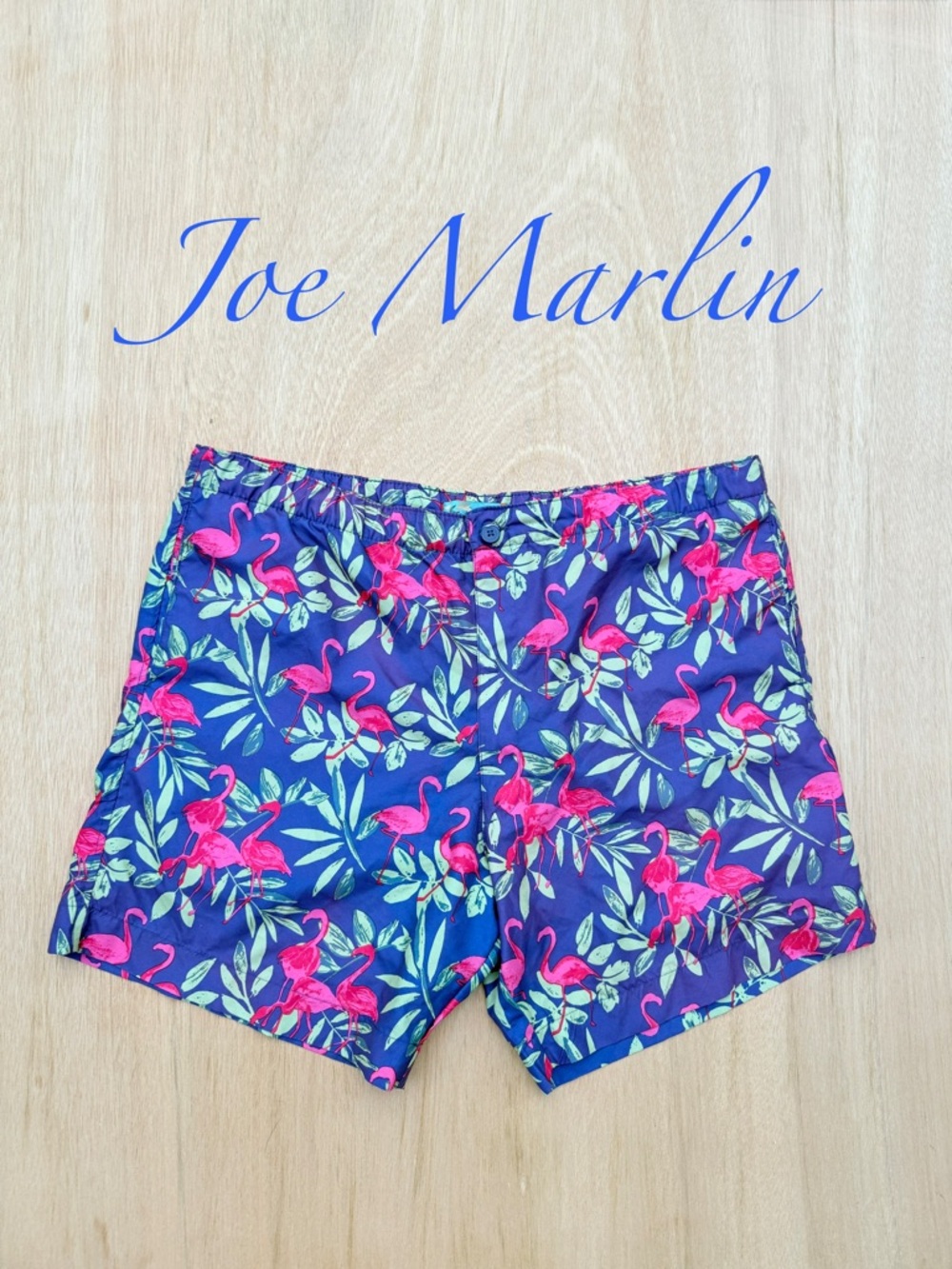Joe Marlin Purple Flamingo Print Hybrid Swim Trunks Board Shorts 2XL Tropical